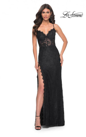 La Femme 32080 prom dress images.  La Femme 32080 is available in these colors: Black, Royal Blue.
