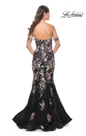 La Femme 32087 prom dress images.  La Femme 32087 is available in these colors: Black.