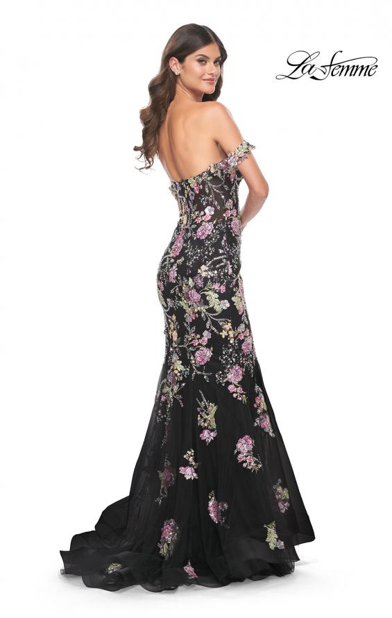 La Femme 32087 prom dress images. La Femme 32087 is available in these colors: Black.