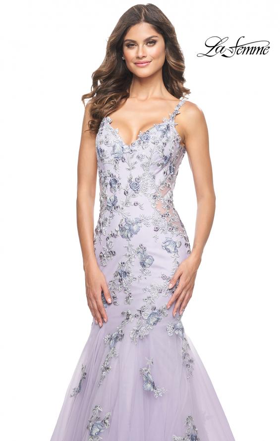 La Femme 32091 prom dress images. La Femme 32091 is available in these colors: Lavender Gray.