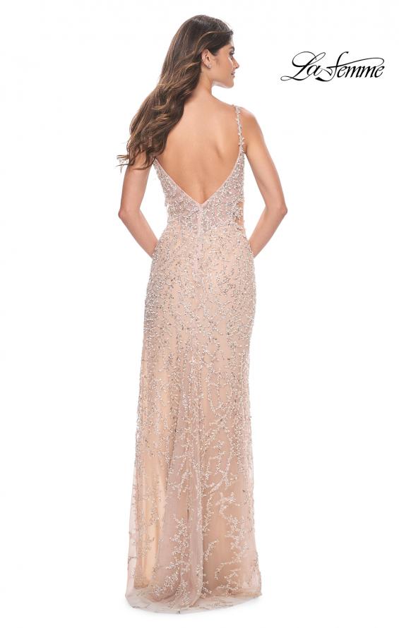 La Femme 32103 prom dress images. La Femme 32103 is available in these colors: Black, Nude.