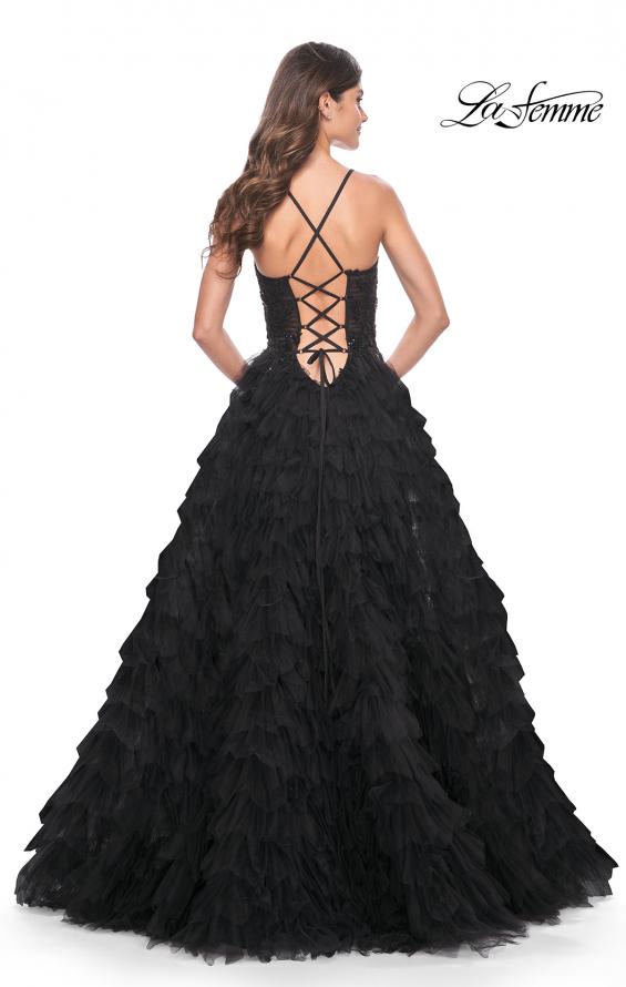 La Femme 32108 prom dress images. La Femme 32108 is available in these colors: Black.