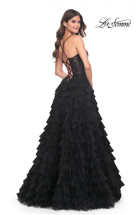 La Femme 32108 prom dress images. La Femme 32108 is available in these colors: Black.