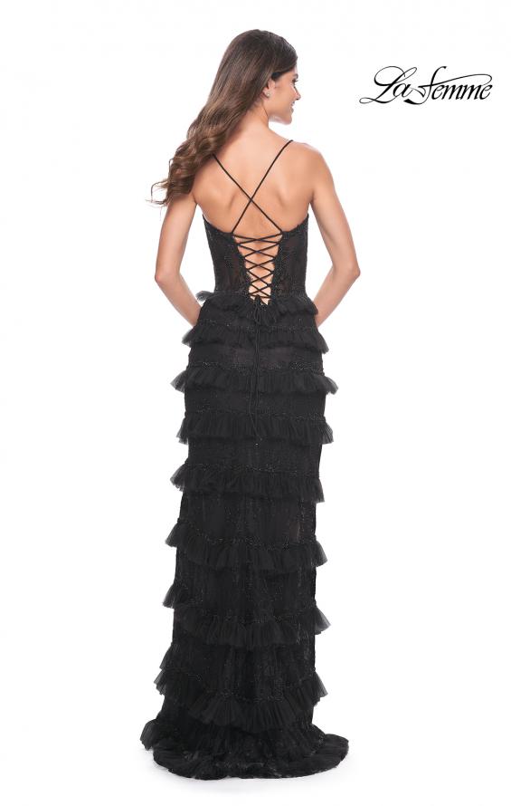 La Femme 32113 prom dress images. La Femme 32113 is available in these colors: Black.