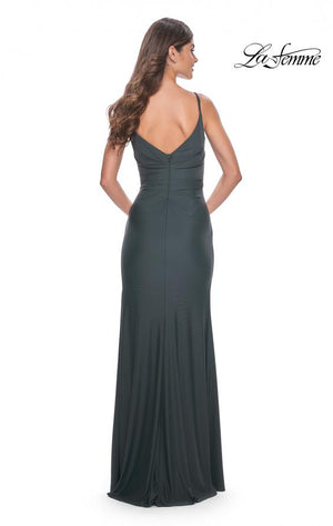 La Femme 32115 prom dress images.  La Femme 32115 is available in these colors: Emerald, Navy, Red.