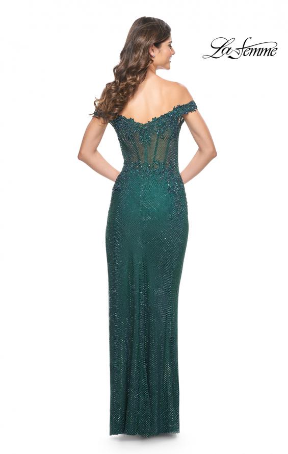 La Femme 32116 prom dress images. La Femme 32116 is available in these colors: Black, Emerald, Marine Blue.