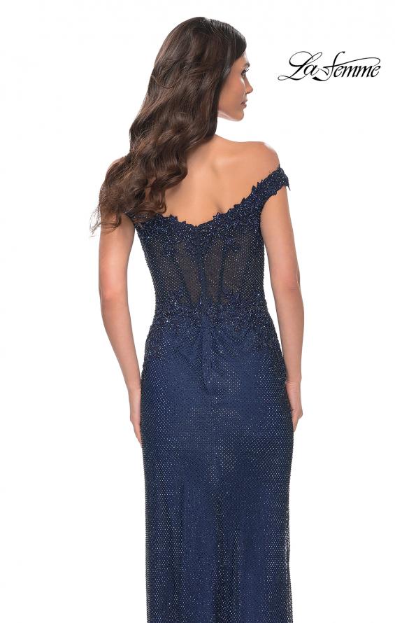 La Femme 32116 prom dress images. La Femme 32116 is available in these colors: Black, Emerald, Marine Blue.