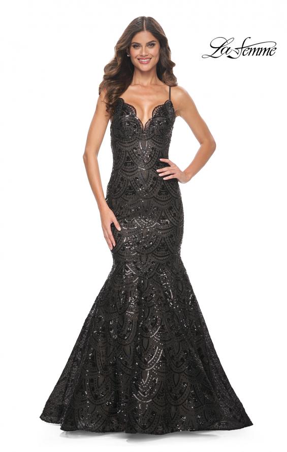 La Femme 32118 prom dress images. La Femme 32118 is available in these colors: Black.