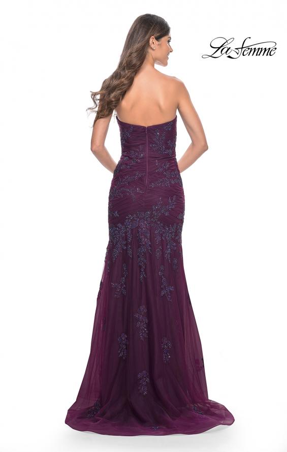 La Femme 32121 prom dress images. La Femme 32121 is available in these colors: Dark Berry.