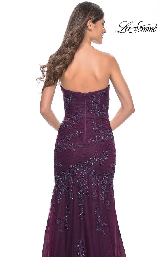 La Femme 32121 prom dress images. La Femme 32121 is available in these colors: Dark Berry.
