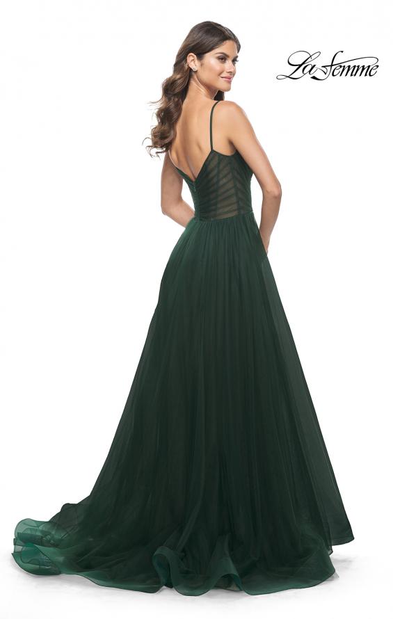 La Femme 32130 prom dress images. La Femme 32130 is available in these colors: Black, Emerald, Red.