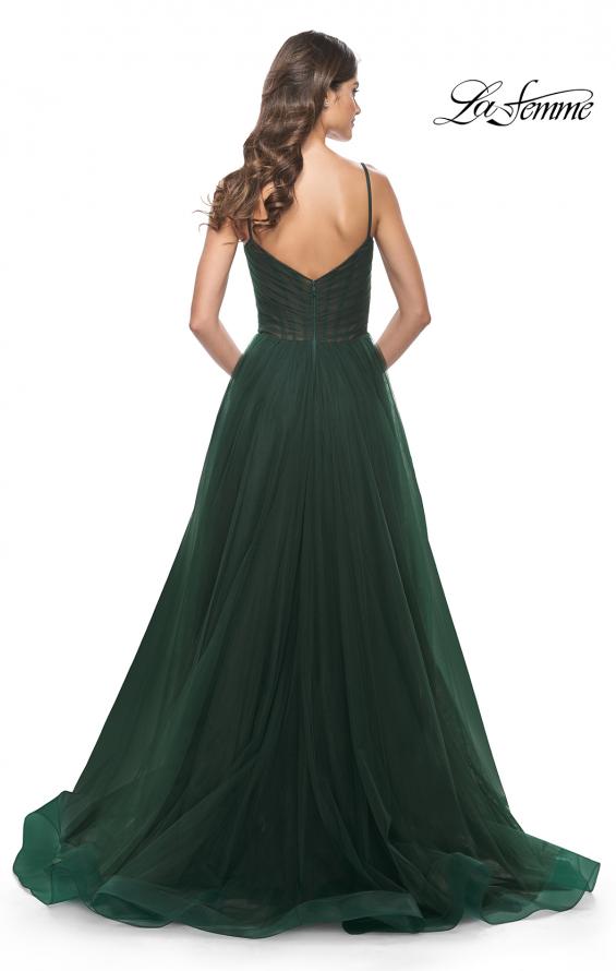 La Femme 32130 prom dress images. La Femme 32130 is available in these colors: Black, Emerald, Red.