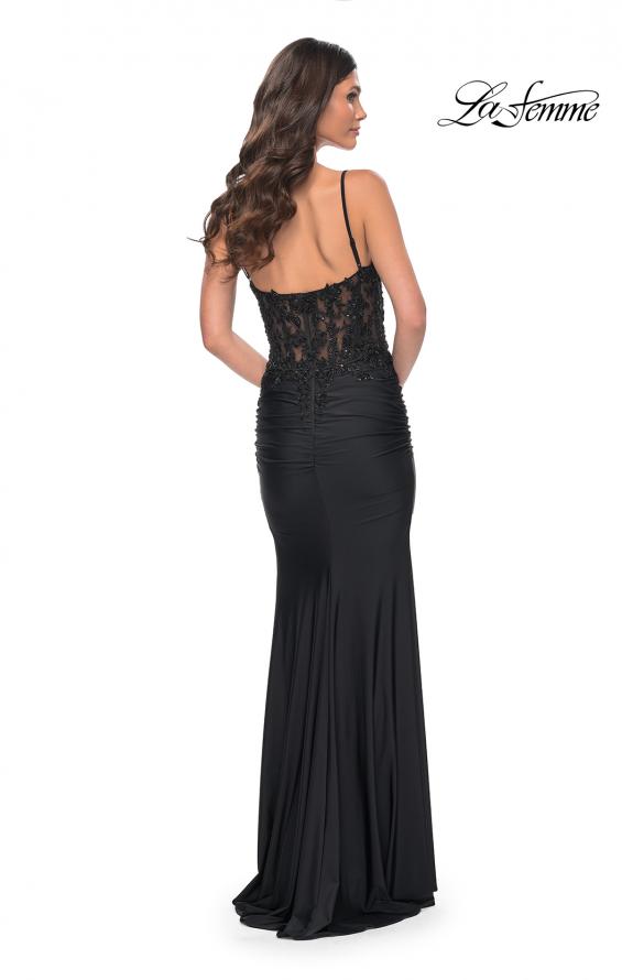 La Femme 32132 prom dress images.  La Femme 32132 is available in these colors: Black, Dark Berry.