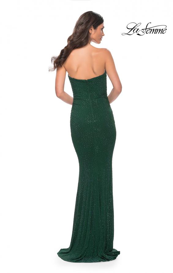 La Femme 32141 prom dress images. La Femme 32141 is available in these colors: Emerald, Indigo, Wine.