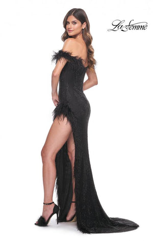 La Femme 32151 prom dress images.  La Femme 32151 is available in these colors: Black.