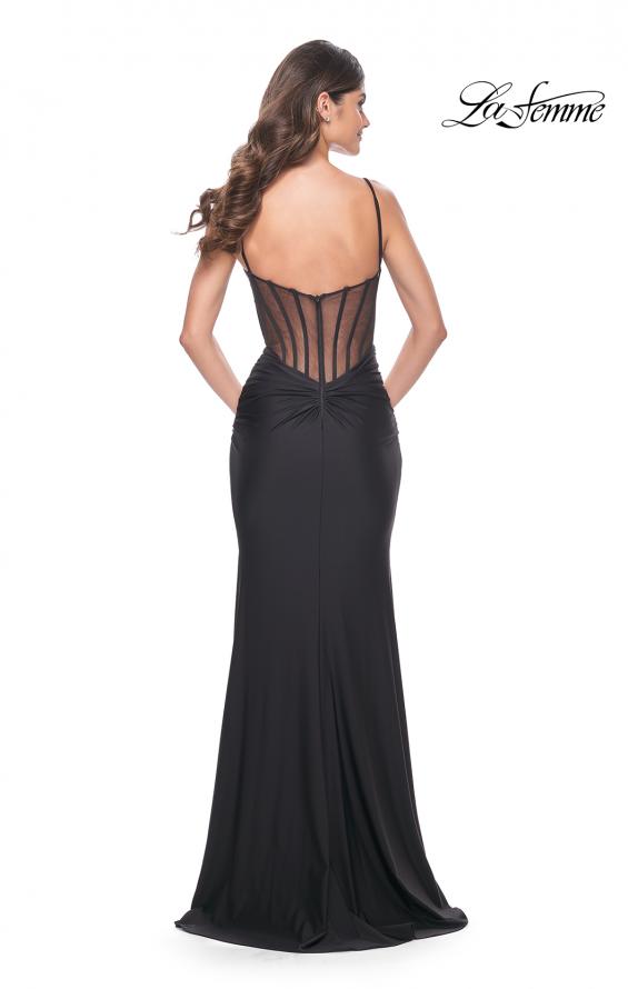 La Femme 32153 prom dress images. La Femme 32153 is available in these colors: Black, Dark Teal, Red, Royal Blue.