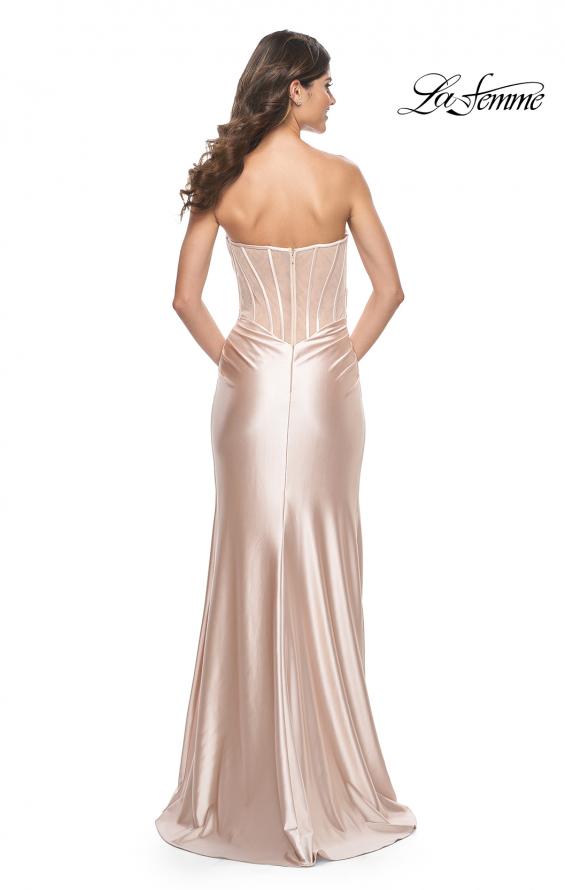La Femme 32159 prom dress images.  La Femme 32159 is available in these colors: Champagne, Dark Emerald, Marine Blue.