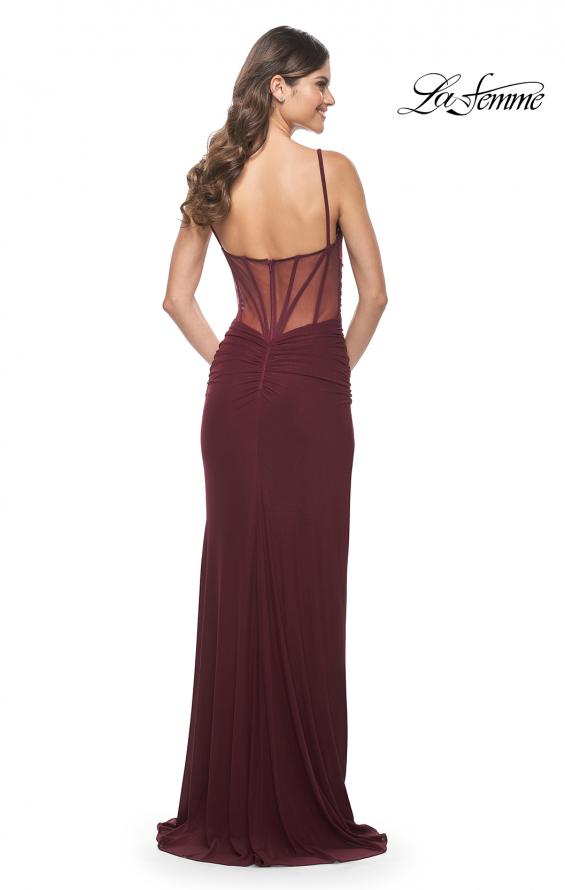 La Femme 32160 prom dress images. La Femme 32160 is available in these colors: Black, Royal Blue, Wine.