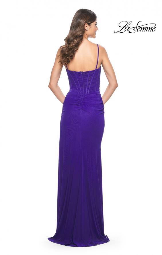 La Femme 32161 prom dress images. La Femme 32161 is available in these colors: Dark Emerald, Indigo, Wine.