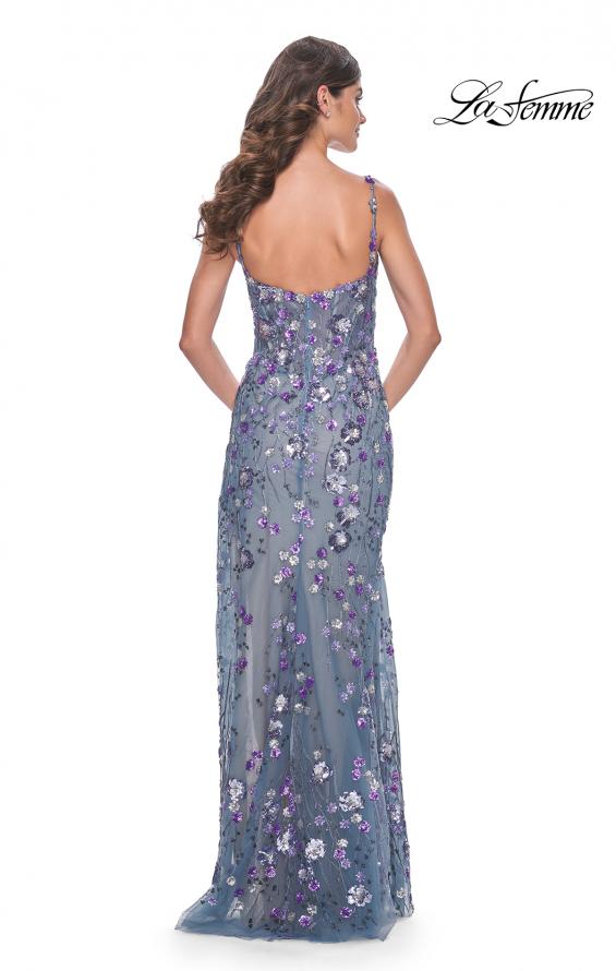 La Femme 32163 prom dress images. La Femme 32163 is available in these colors: Slate Blue.