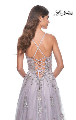 La Femme 32200 prom dress images.  La Femme 32200 is available in these colors: Lavender/Gray.