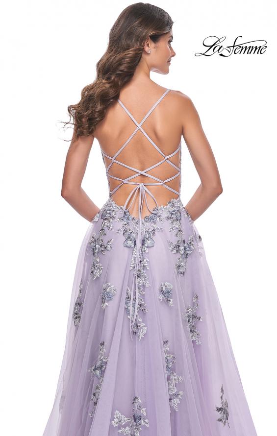 La Femme 32221 prom dress images. La Femme 32221 is available in these colors: Lavender.