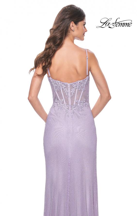 La Femme 32236 prom dress images. La Femme 32236 is available in these colors: Champagne, Lavender, Sage.