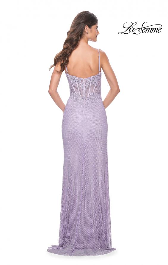 La Femme 32236 prom dress images. La Femme 32236 is available in these colors: Champagne, Lavender, Sage.