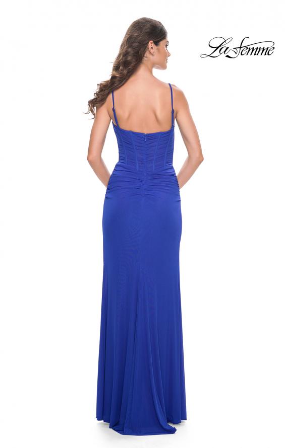 La Femme 32239 prom dress images. La Femme 32239 is available in these colors: Dark Emerald, Royal Blue, Wine.
