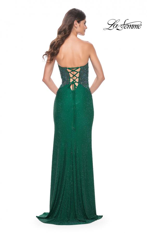 La Femme 32245 prom dress images. La Femme 32245 is available in these colors: Dark Emerald, Royal Blue.