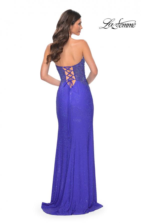 La Femme 32245 prom dress images. La Femme 32245 is available in these colors: Dark Emerald, Royal Blue.