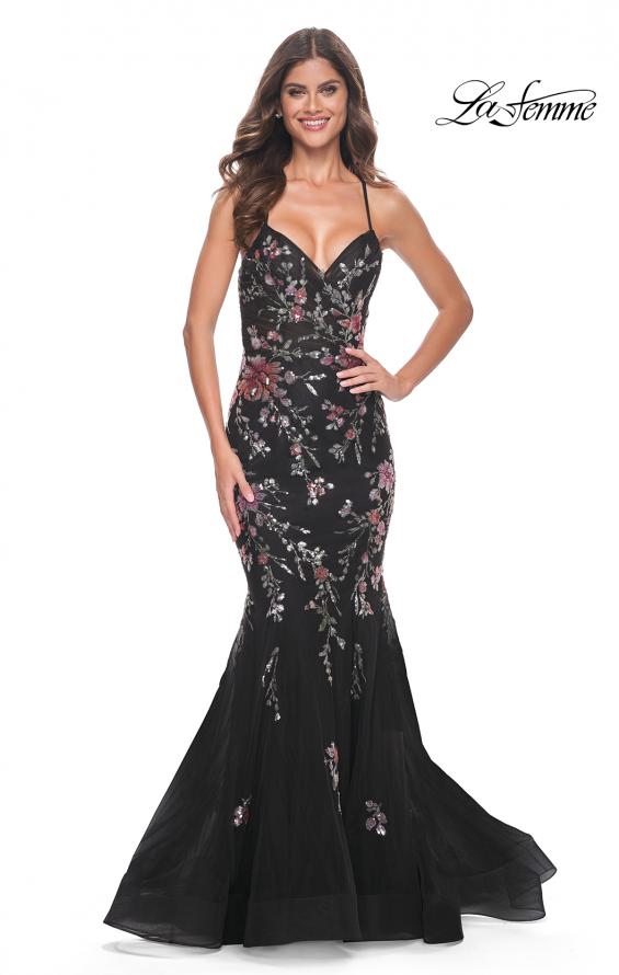 La Femme 32246 prom dress images. La Femme 32246 is available in these colors: Black.