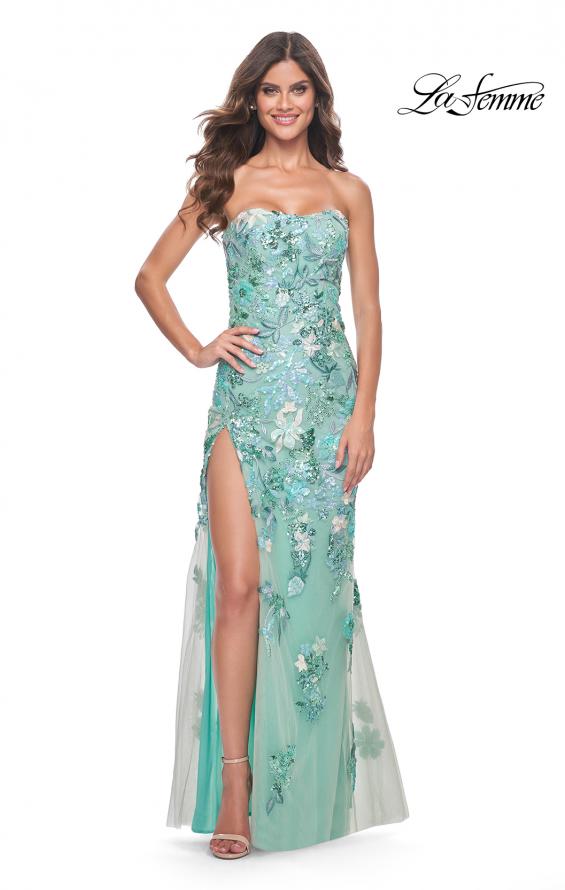 La Femme 32252 prom dress images. La Femme 32252 is available in these colors: Sage.