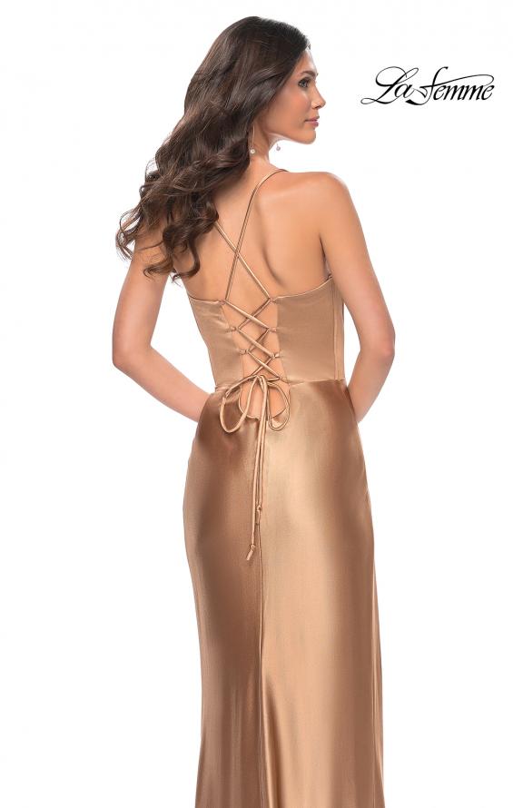 La Femme 32264 prom dress images. La Femme 32264 is available in these colors: Black, Bronze, Dark Emerald, Marine Blue.