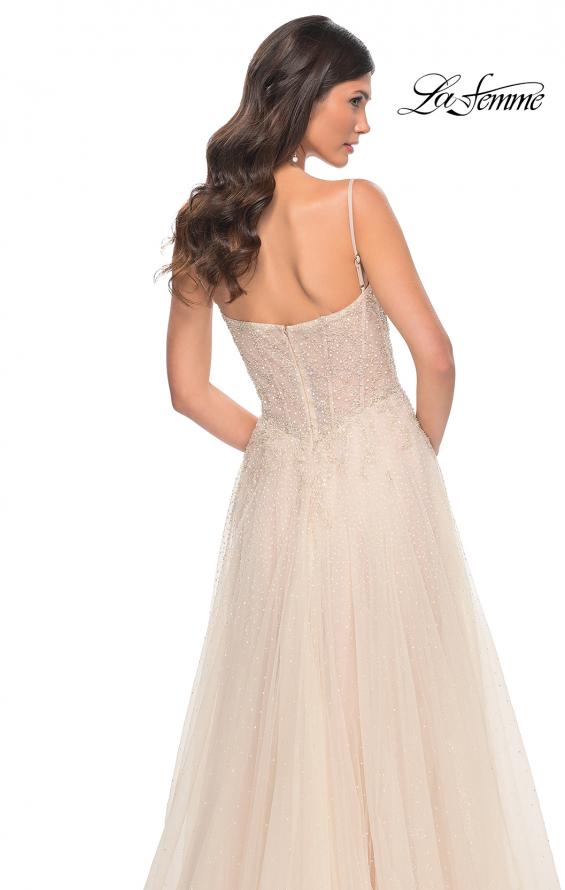 La Femme 32271 prom dress images. La Femme 32271 is available in these colors: Champagne.
