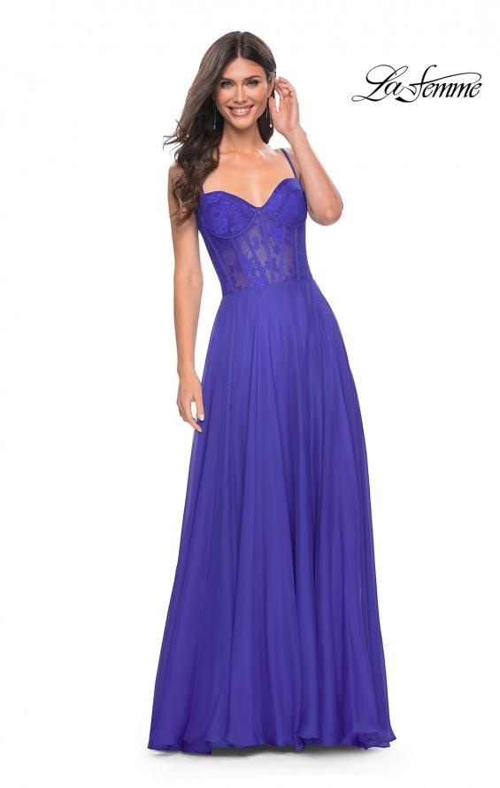 La Femme 32276 prom dress images. La Femme 32276 is available in these colors: Black, Red, Royal Blue.