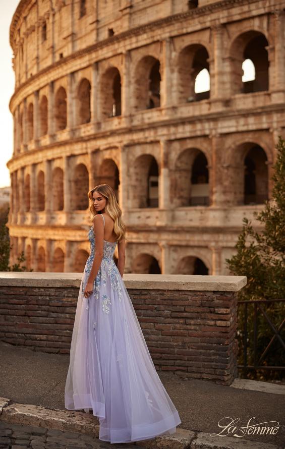 La Femme 32288 prom dress images. La Femme 32288 is available in these colors: Lavender Gray.