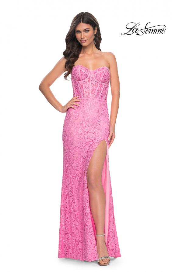 La Femme 32298 prom dress images. La Femme 32298 is available in these colors: Papaya, Pink.