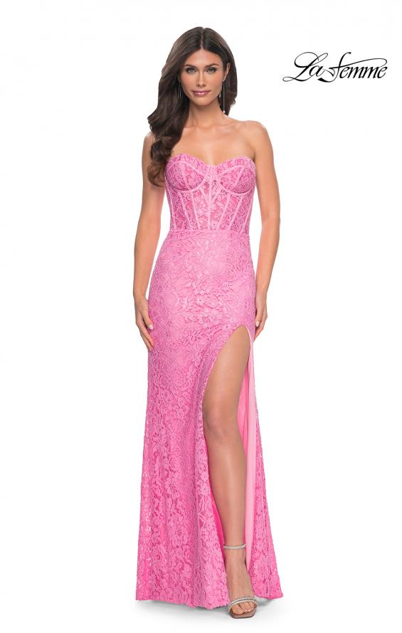La Femme 32298 prom dress images. La Femme 32298 is available in these colors: Papaya, Pink.