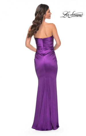 La Femme 32300 prom dress images.  La Femme 32300 is available in these colors: Black, Bronze, Royal Purple.