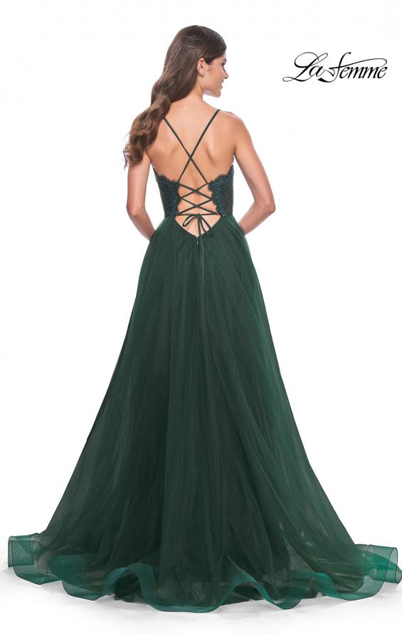 La Femme 32306 prom dress images. La Femme 32306 is available in these colors: Dark Emerald, Neon Pink, Pale Yellow.