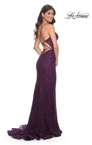 La Femme 32308 prom dress images.  La Femme 32308 is available in these colors: Dark Berry, Jade.