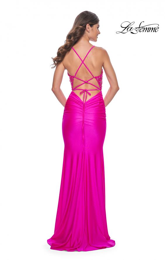 La Femme 32324 prom dress images. La Femme 32324 is available in these colors: Hot Fuchsia.