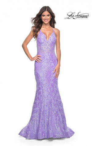 La Femme 32337 prom dress images.  La Femme 32337 is available in these colors: Aqua, Lavender, Neon Pink.