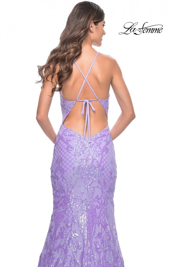 La Femme 32337 prom dress images. La Femme 32337 is available in these colors: Aqua, Lavender, Neon Pink.