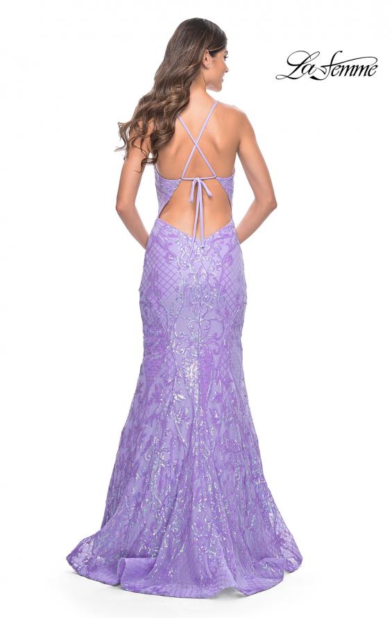 La Femme 32337 prom dress images. La Femme 32337 is available in these colors: Aqua, Lavender, Neon Pink.