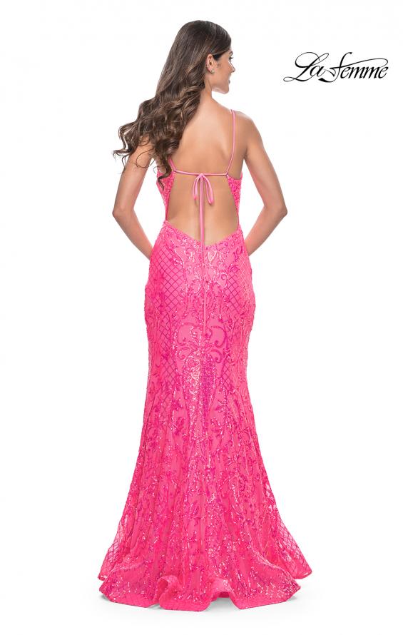 La Femme 32337 prom dress images. La Femme 32337 is available in these colors: Aqua, Lavender, Neon Pink.