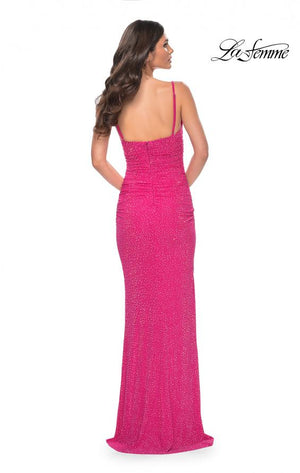 La Femme 32338 prom dress images.  La Femme 32338 is available in these colors: Bright Green, Hot Pink.