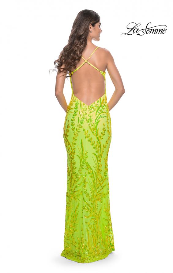 La Femme 32343 prom dress images. La Femme 32343 is available in these colors: Bright Green, Orange.