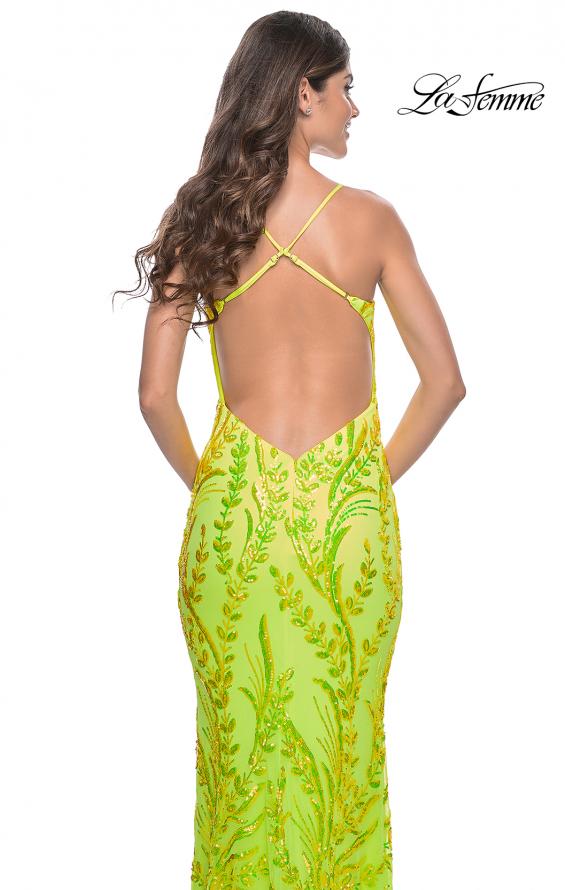 La Femme 32343 prom dress images. La Femme 32343 is available in these colors: Bright Green, Orange.